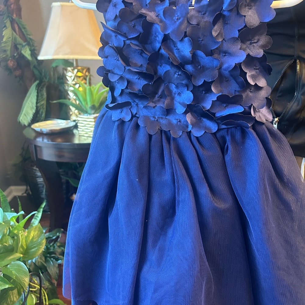 Elegant Blue Floral Kids Dress